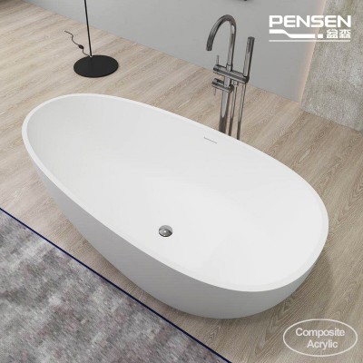 Pensen Item 8802 composite acrylic 59inch matte finish acrylic bathtub factory price stone egg bathtub